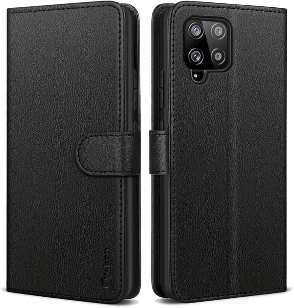 Flipfodral till Samsung Galaxy A42, svart, elegant eko-läder