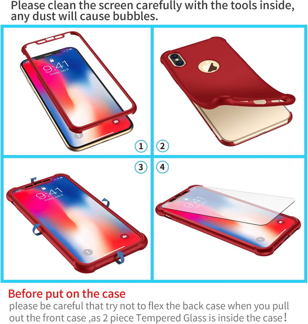 Starkt glasfodral för iPhone XS Max 6,5" rött