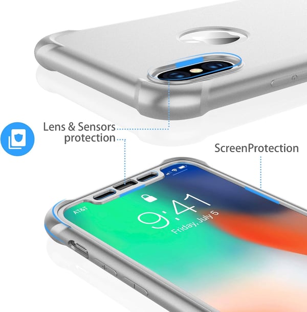Bakre glasfodral för iPhone XS Max 6,5" silverfärgat