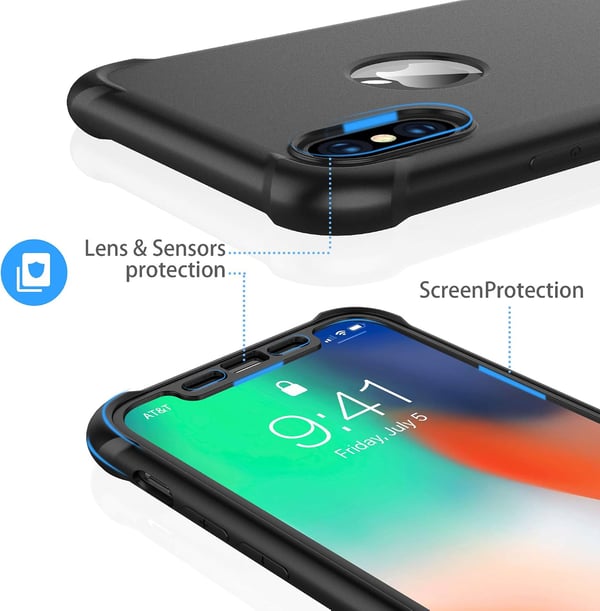 Bakre glasfodral för iPhone XS Max 6,5" svart