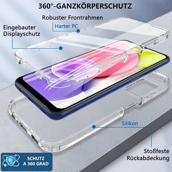 Bumper cover til Samsung Galaxy A03s gennemsigtig med skærmbeskyttelse SM-A037F