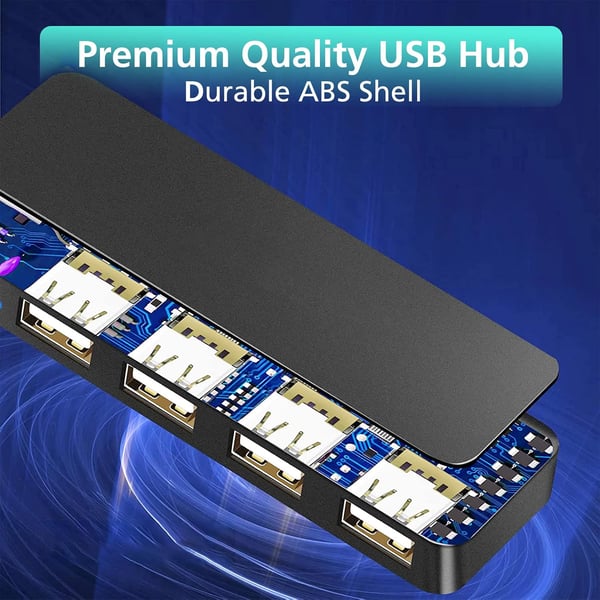 USB HUB 4-PORTS SPLITTER 3.0 BLÅ PORTE TIL PC