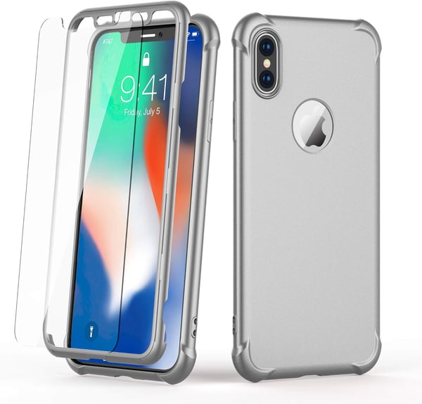 Bakre glasfodral för iPhone XS Max 6,5" silverfärgat