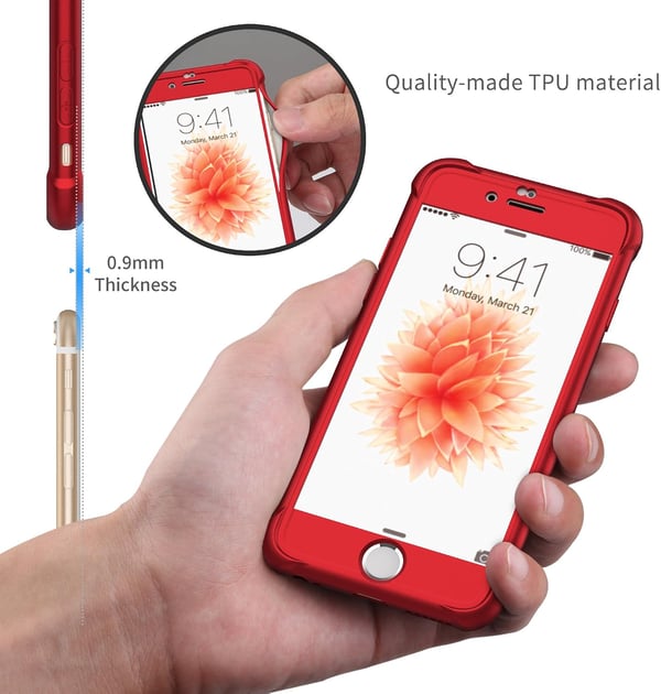 Skal till iPhone 6/6S 4,7' rött + 2x härdat glas