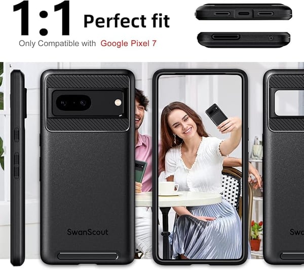 Etui til Google Pixel 7, sort, lukket