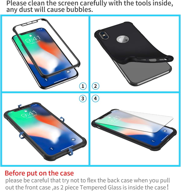 Bakre glasfodral för iPhone XS Max 6,5" svart