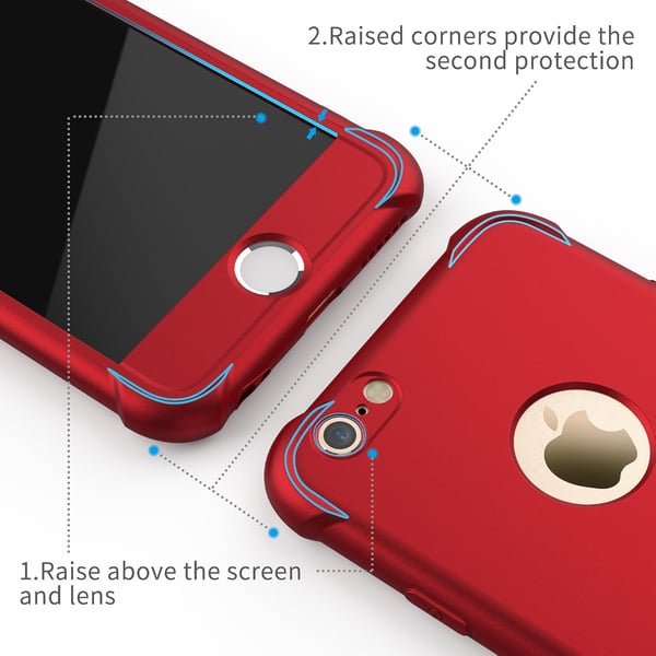 Skal till iPhone 6/6S 4,7' rött + 2x härdat glas