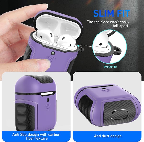 Hårt silikonfodral till AirPods 1/2 lila och svart