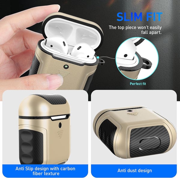 Kova silikonikuori AirPods 1/2:lle, kultainen musta