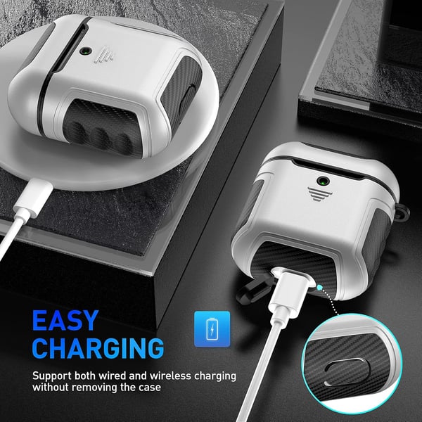Kova silikonikuori AirPods 1/2:lle, hopeanmusta