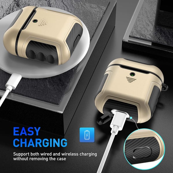 Kova silikonikuori AirPods 1/2:lle, kultainen musta