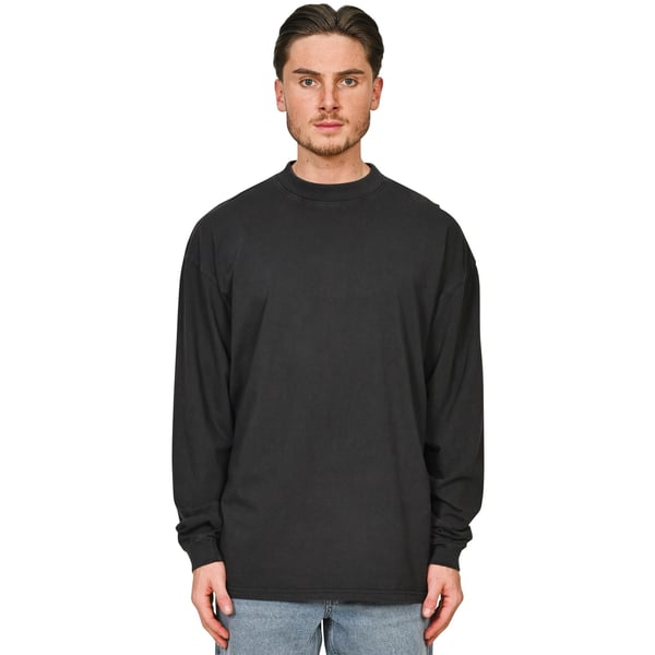 Casual Classics Mens Acid Wash Combed Ringspun Cotton Extended Neckline Tall Oversized Long-Sleeved T-Shirt
