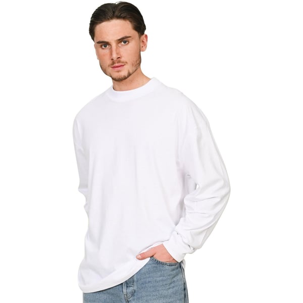 Casual Classics Unisex Adult Combed Ringspun Cotton Extended Neckline Oversized Long-Sleeved T-Shirt