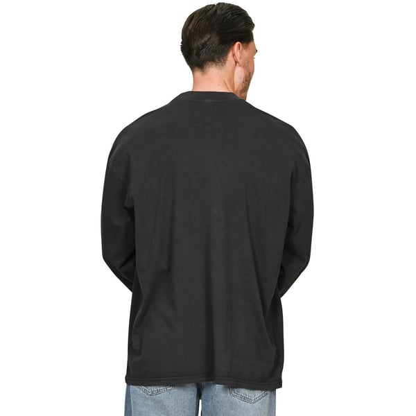 Casual Classics Mens Acid Wash Combed Ringspun Cotton Extended Neckline Oversized Long-Sleeved T-Shirt