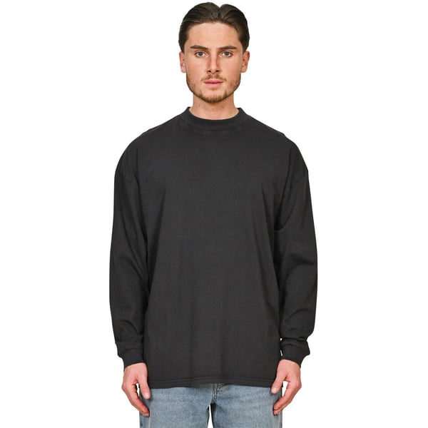 Casual Classics Mens Acid Wash Combed Ringspun Cotton Extended Neckline Oversized Long-Sleeved T-Shirt