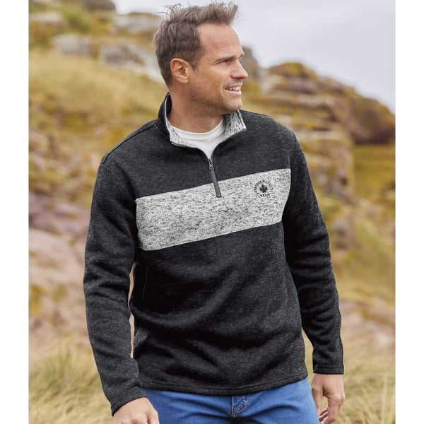 Atlas For Men Herrtröja i borstad fleece med dragkedja i halsen (4-pack)