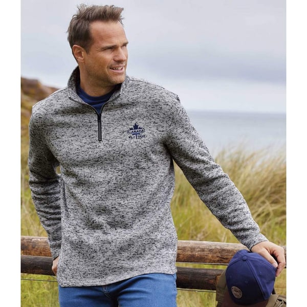 Atlas For Men Herrtröja i borstad fleece med dragkedja i halsen (4-pack)