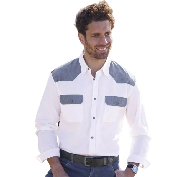 Atlas For Men Mens Western Contrast Panel Shirt