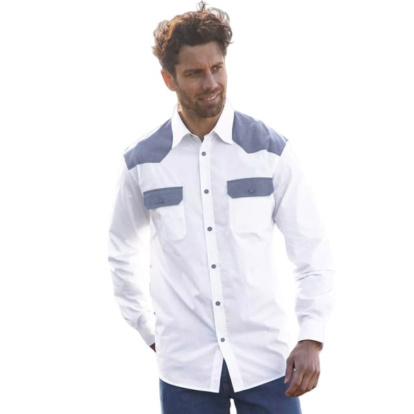Atlas For Men Mens Western Contrast Panel Shirt