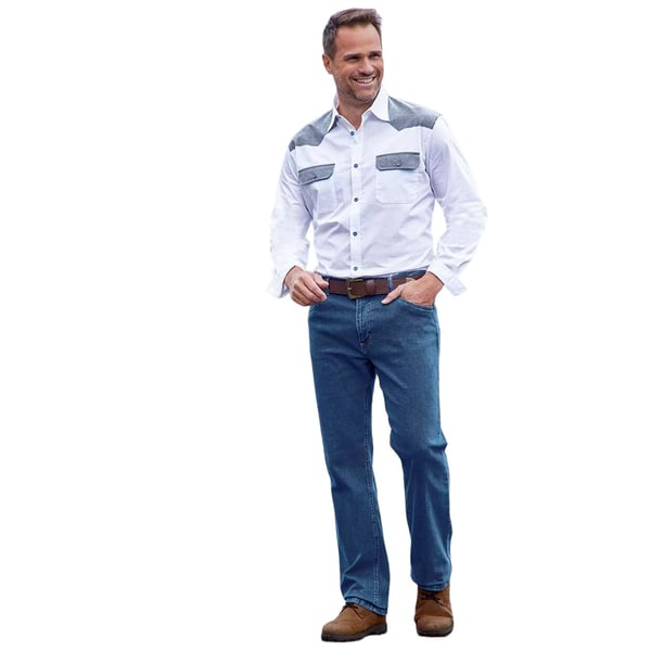 Atlas For Men Mens Western Contrast Panel Shirt