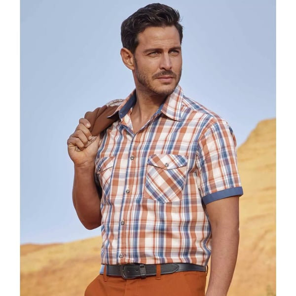 Atlas For Men Mens Checked Poplin Shirt