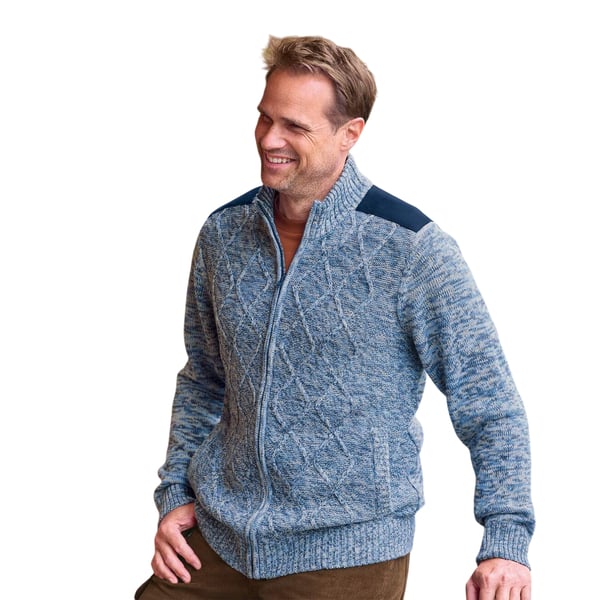 Atlas For Men Mens Knitted Faux Suede Shoulder Panels Jacket