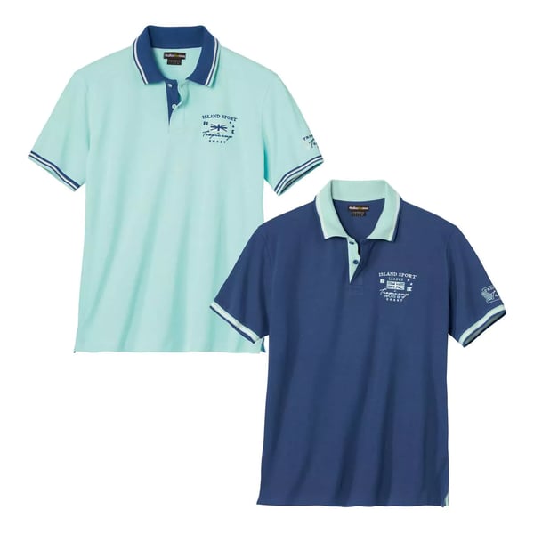 Atlas For Men Mens Nautical Polo Shirt (Pack of 2)