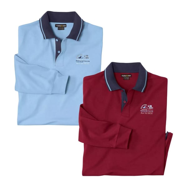 Atlas For Men Mens Long-Sleeved Polo Shirt (Pack of 2)