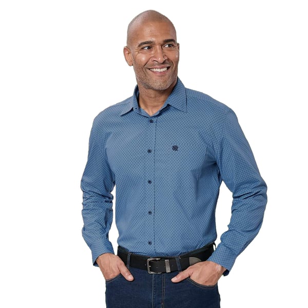 Atlas For Men Mønstret poplin skjorte til mænd