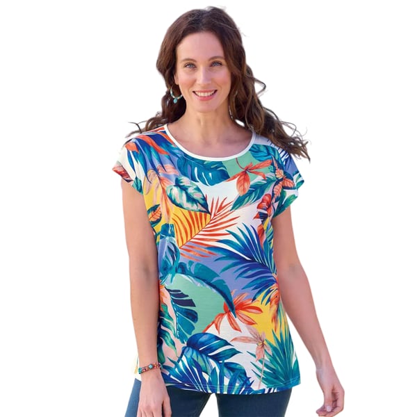 Atlas for Women Womens/Ladies Leaf Print Drop Shoulder T-Shirt
