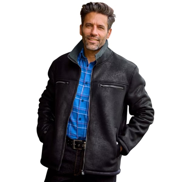Atlas For Men Mens Aviator Faux Suede Jacket