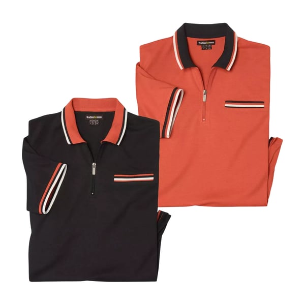 Atlas For Men Mens Quarter Zip Polo Shirt (Pack of 2)