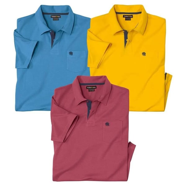 Atlas For Men Enfärgad Pikétröja för Herr (3-pack)