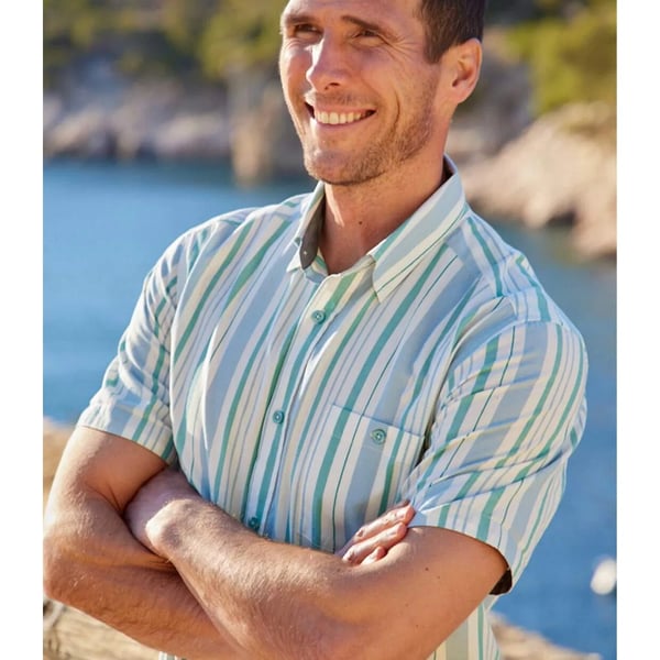 Atlas For Men Mens Striped Poplin Shirt
