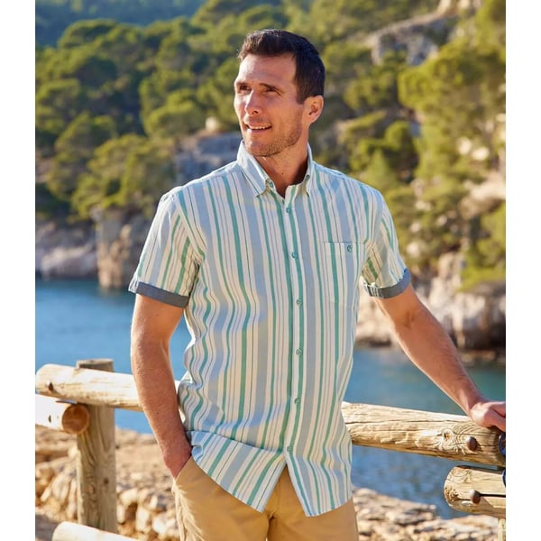 Atlas For Men Mens Striped Poplin Shirt