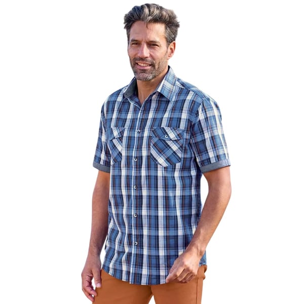 Atlas For Men Mens Checked Poplin Shirt