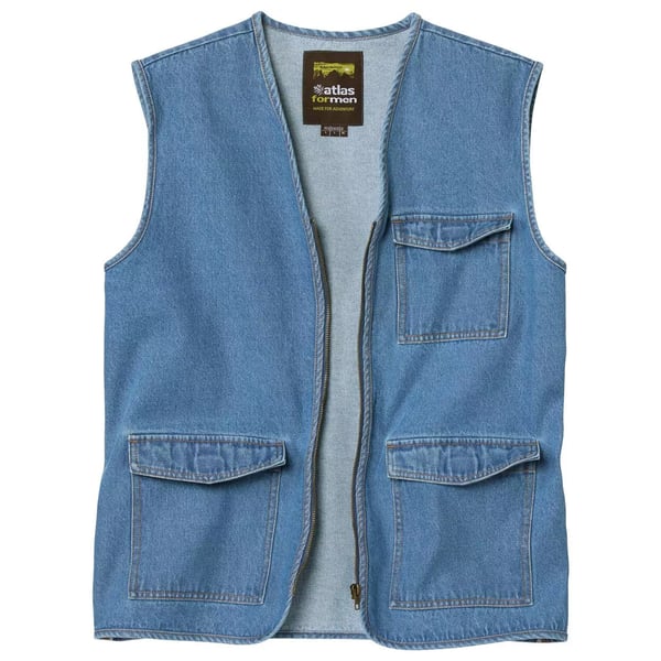 Atlas For Men Mens Plain Denim Gilet Atlas For Men Mens Plain Denim Gilet