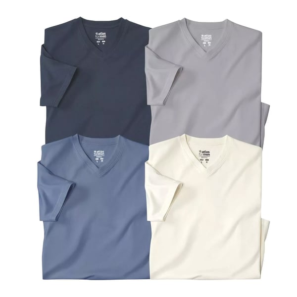 Atlas For Men Miesten V-kaula-aukko T-paita (4 kpl:n pakkaus)