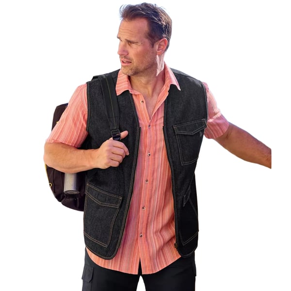 Atlas For Men Mens Denim Zipped Gilet