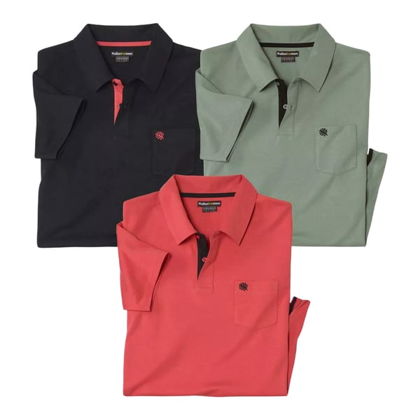 Atlas For Men Pikétröja i bomull för män (3-pack)