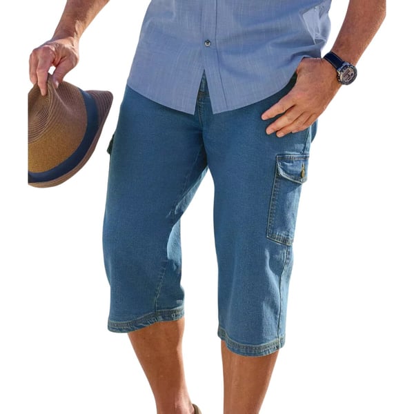Atlas For Men Mens Denim Cropped Cargo Trousers