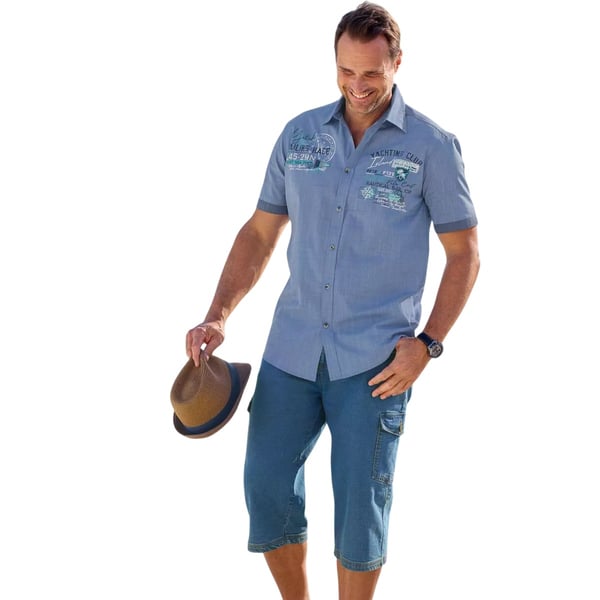 Atlas For Men Mens Denim Cropped Cargo Trousers