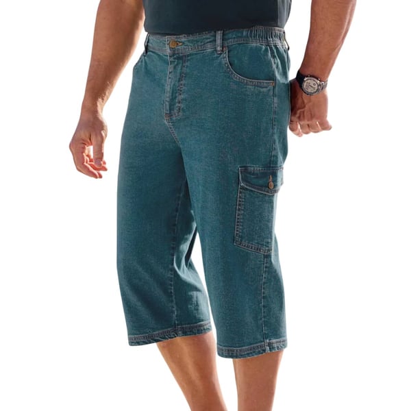 Atlas For Men Mens Denim Cropped Cargo Trousers
