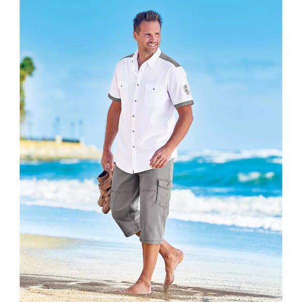Atlas For Men Mens Denim Cropped Cargo Trousers