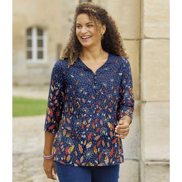 Atlas for Women Womens/Ladies Leaf Print Crepe Blouse