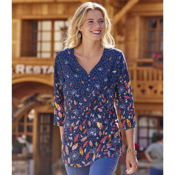 Atlas for Women Womens/Ladies Leaf Print Crepe Blouse