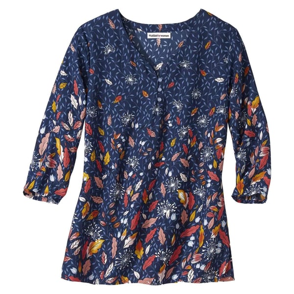 Atlas For Women Bluse i crepe med bladprint til kvinder/damer Atlas For Women Bluse i crepe med bladprint til kvinder/damer