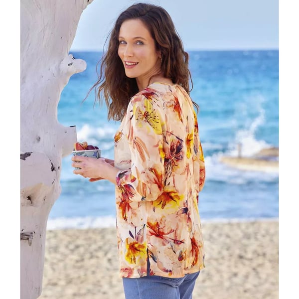 Atlas For Women Bluse i blomstret crepe til kvinder/damer