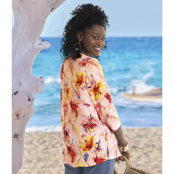Atlas For Women Bluse i blomstret crepe til kvinder/damer