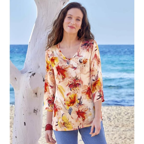 Atlas For Women Bluse i blomstret crepe til kvinder/damer